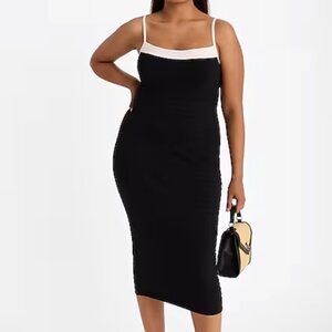 NWT EXPRESS | Body Contour Midi Sweater Dress Size XL Black and White